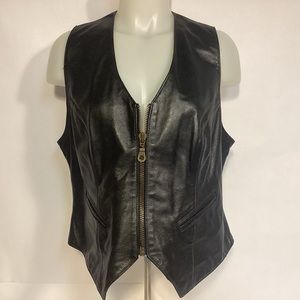 Easy Riders Womens Leather zip front Motorcycle Vest Size XL
